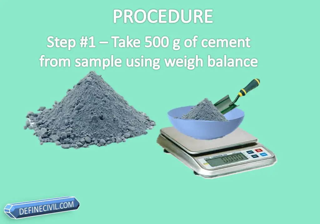 Step#1 Take 500 g of Cement from sample using weigh balance