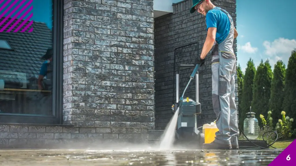 Using pressure washer