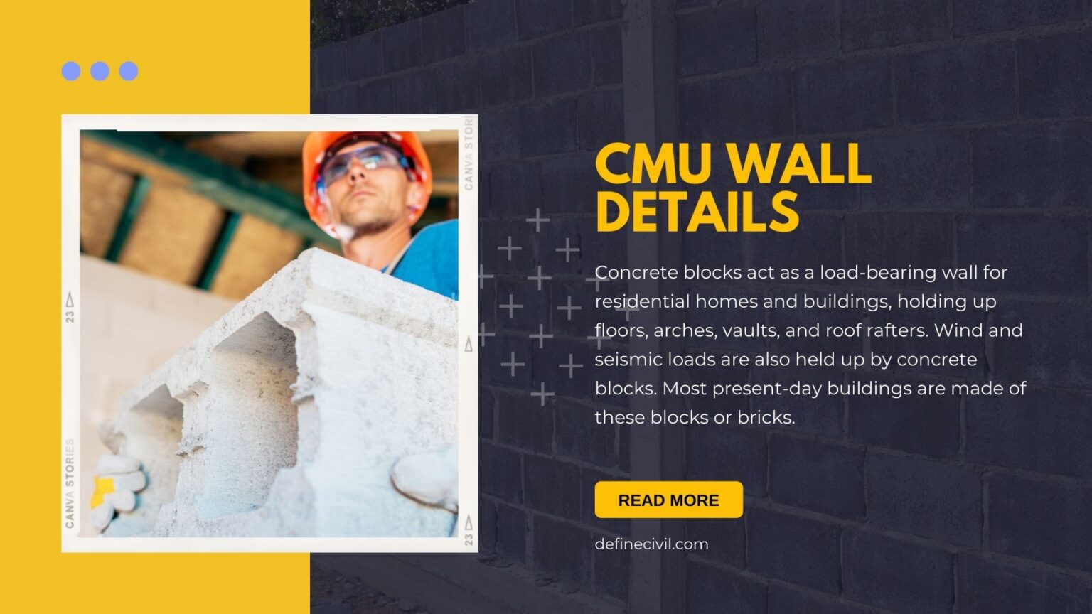 CMU Wall – Detail – Construction – Sizes & 5 Types Shapes (in Detail
