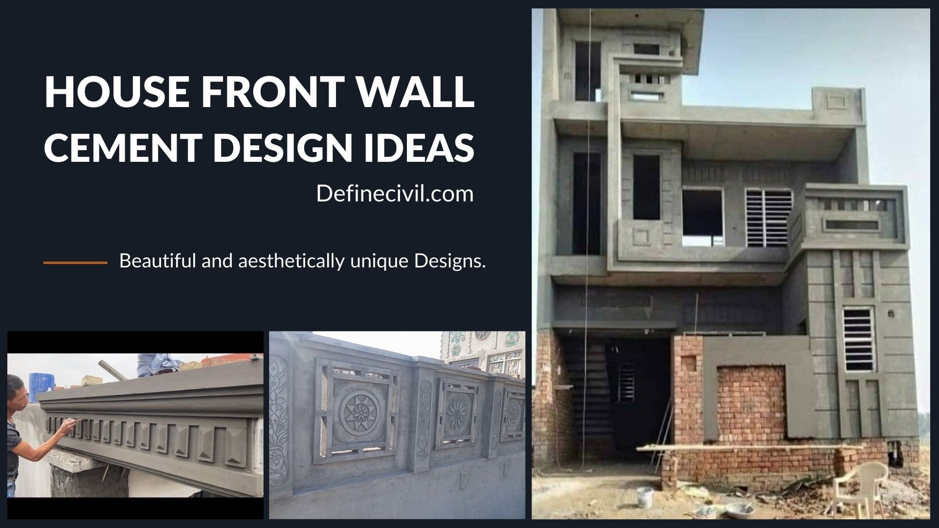 House Front Wall Cement Design Ideas