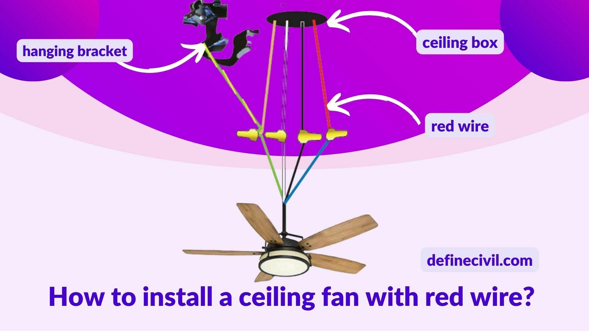 How to install a ceiling fan with red wire? (Most Easy Way) Definecivil