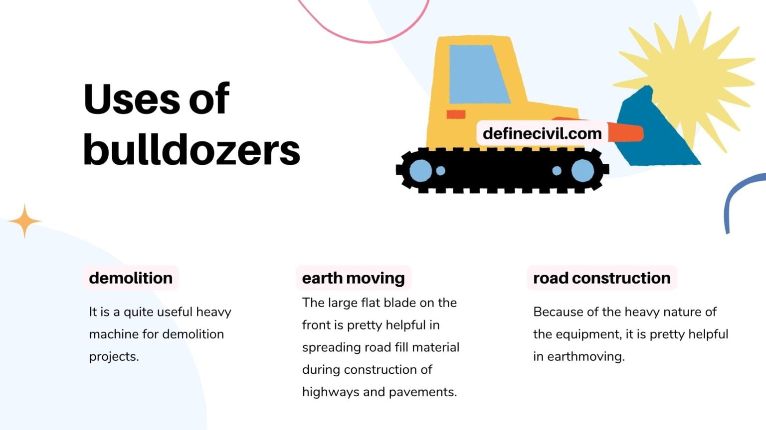 Bulldozer uses in Construction – Types – Blade sizes – Definecivil