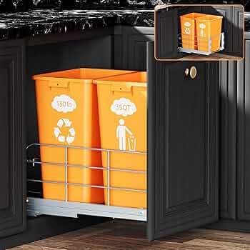 Amazon.com: RUNMI Double Pull Out Trash Can Under Cabinet with ...