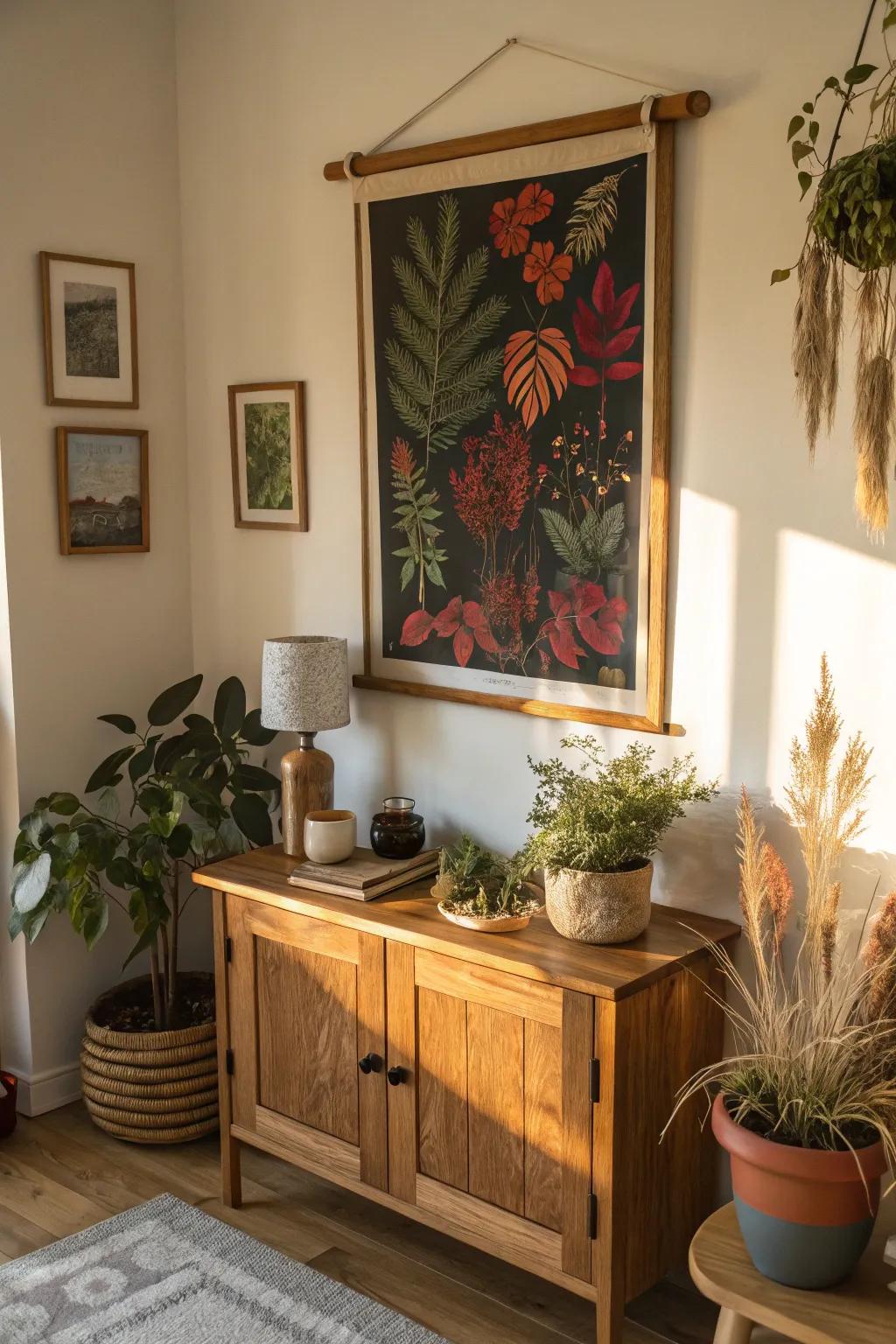 Bring the beauty of nature indoors with a botanical autumn poster.