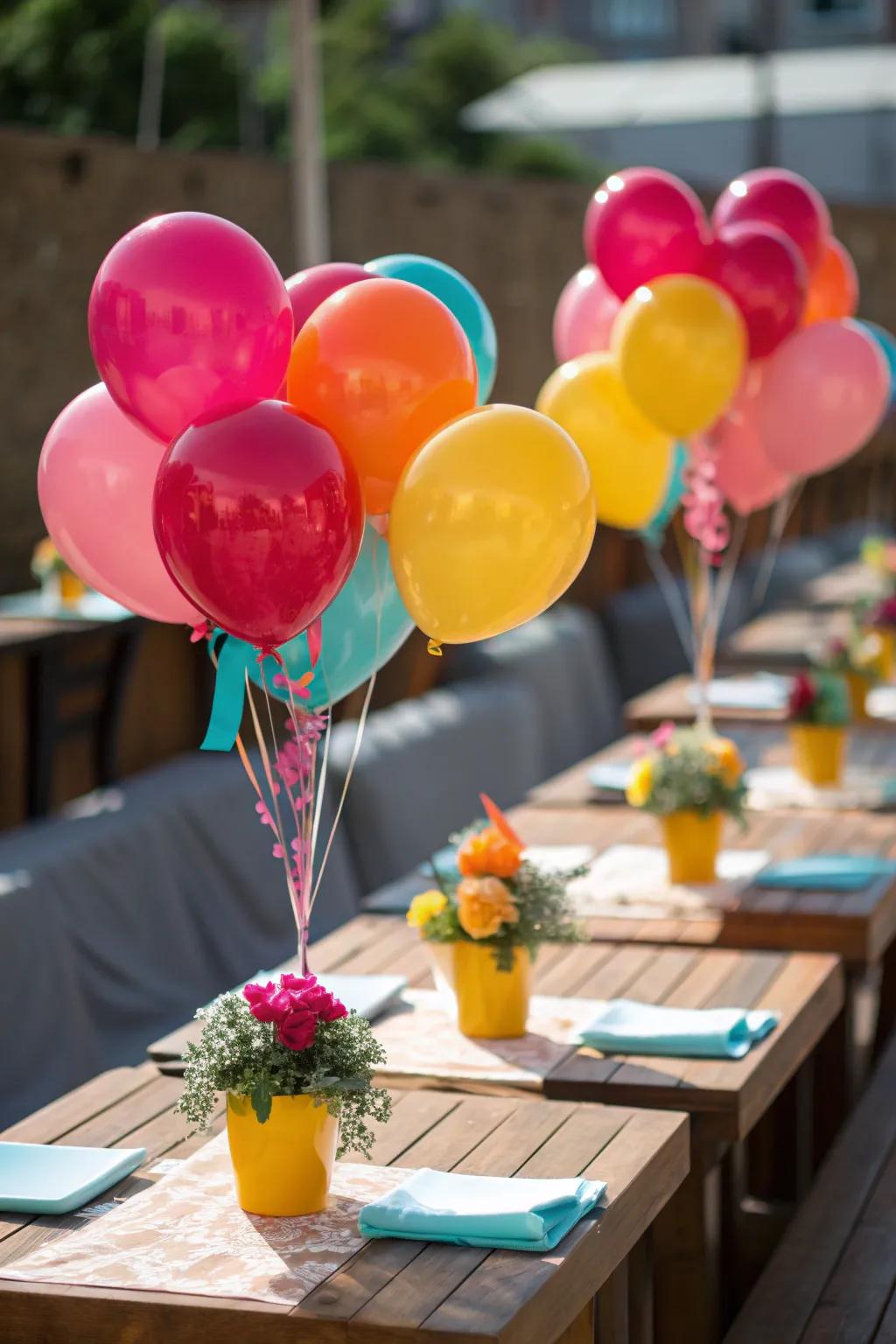 Add playful charm to your decor with mini balloon bouquets.