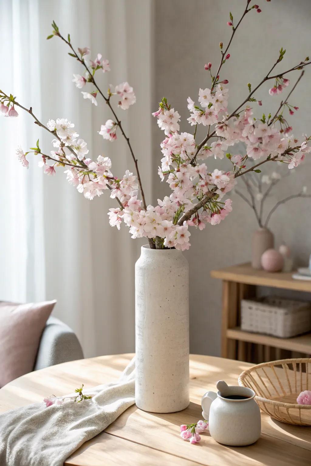 Cherry blossoms bring a seasonal touch of beauty to any windowsill.