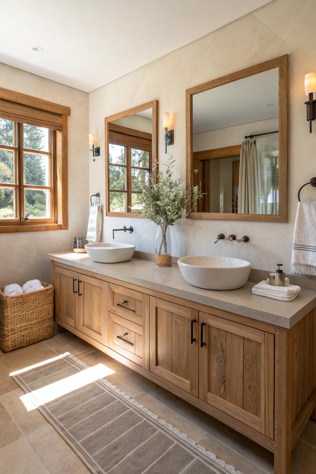 Optimize shared spaces with double vanity tops for a balanced and functional layout.