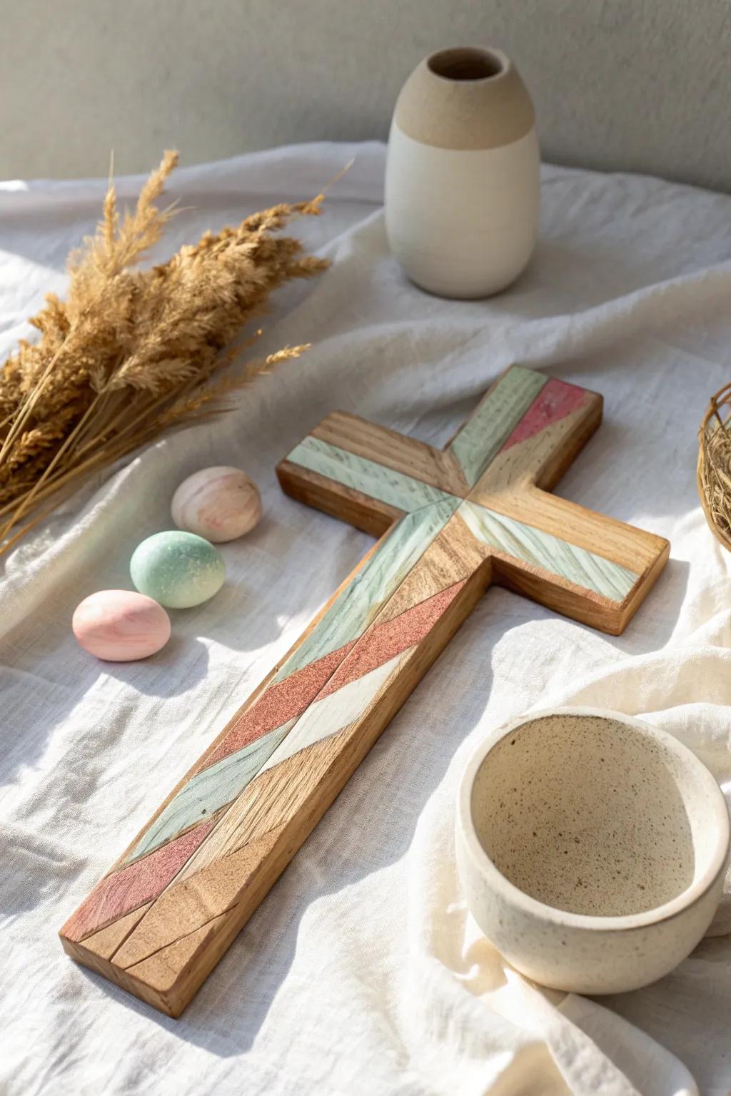 Experiment with layers of paint for a cross that’s bursting with creativity. #PaintedDecor #CreativeExpression