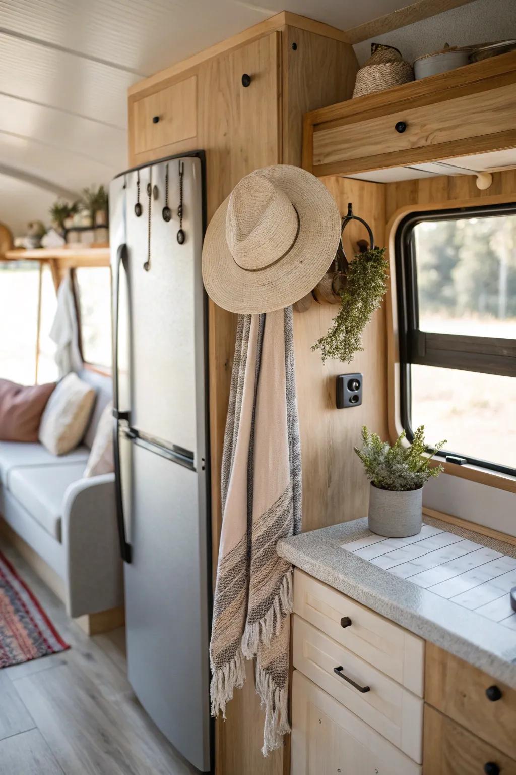 Create extra hanging space with magnetic hooks that offer quick and easy storage.