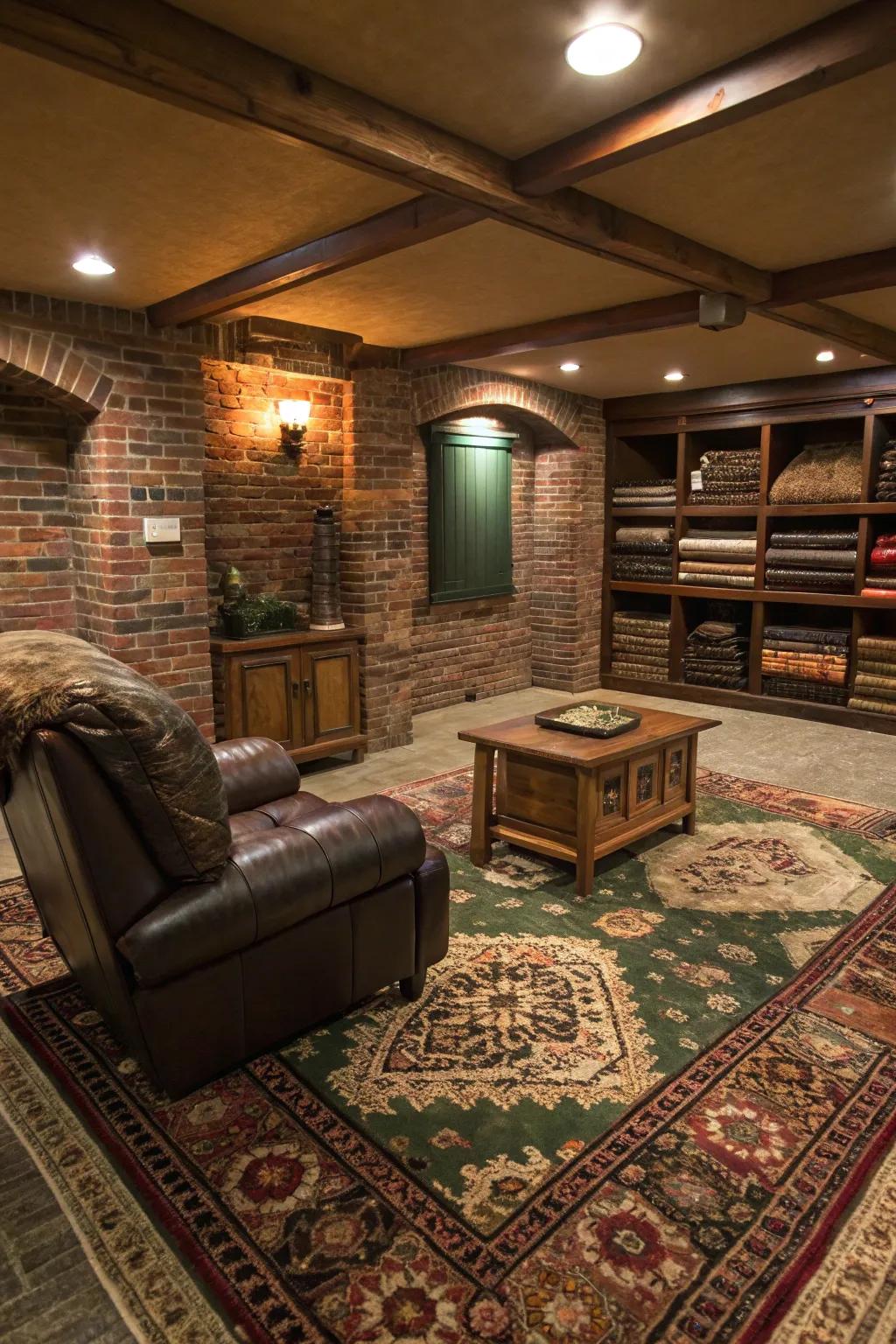 Add depth with a playful mix of patterns against your brick backdrop. 🎨 #PatternPlay #InteriorDesign