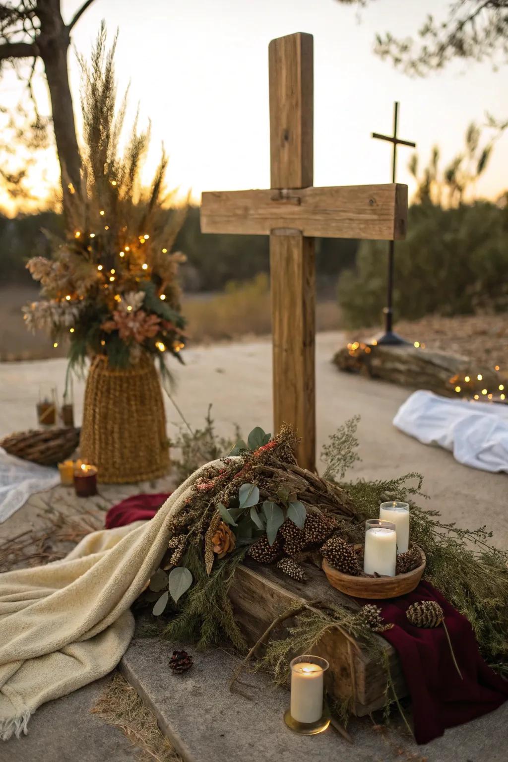 Change with the seasons by adorning your cross with festive touches.