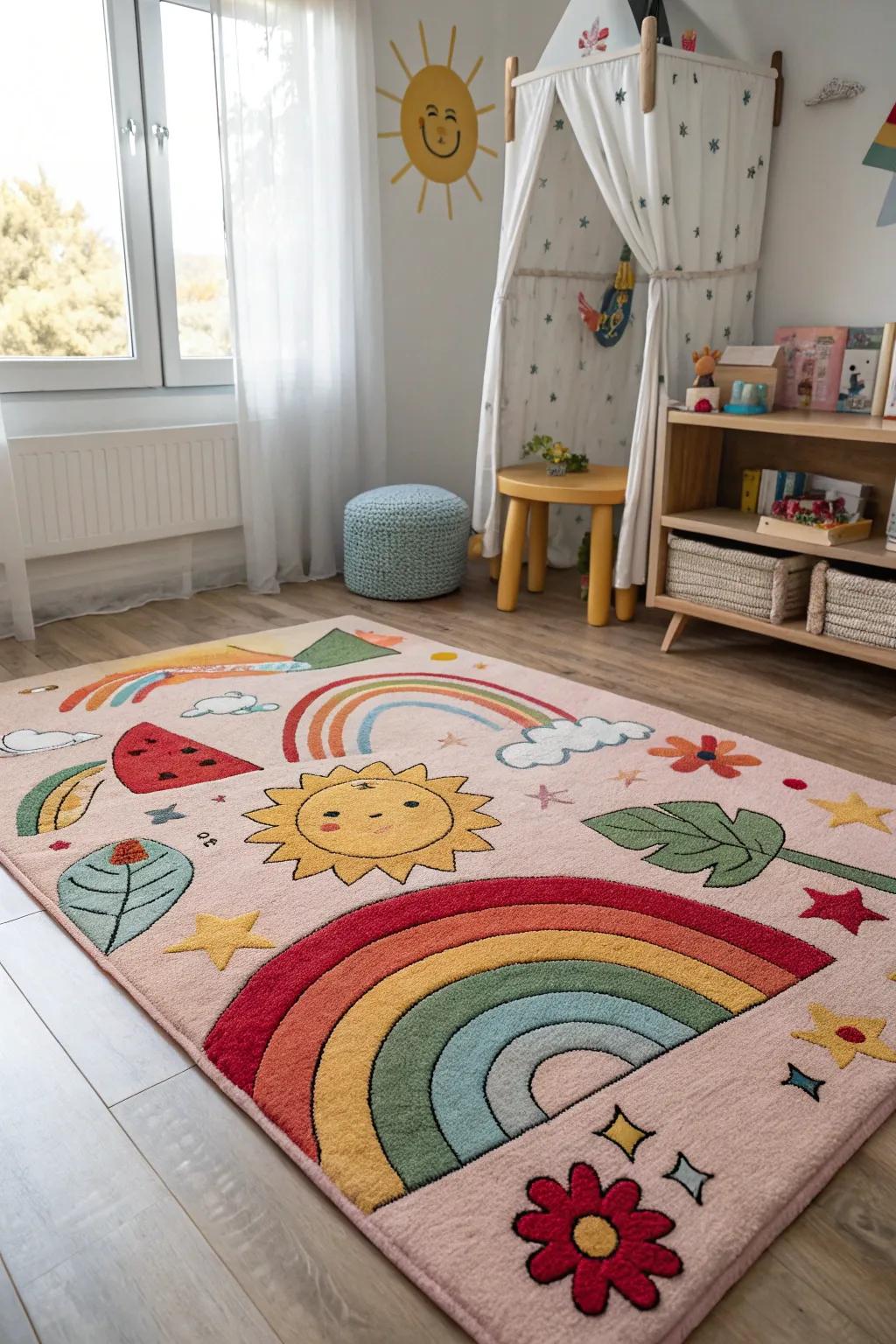 Cartoon rugs add whimsy and fun, perfect for playful spirits. #PlayfulDecor #CartoonRug