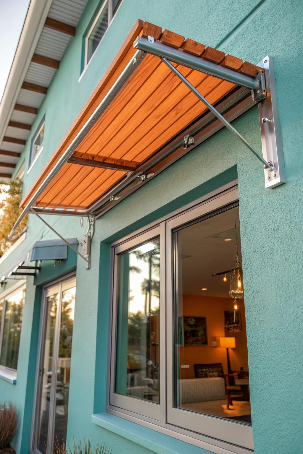 Create a stunning contrast by mixing wood with other materials.