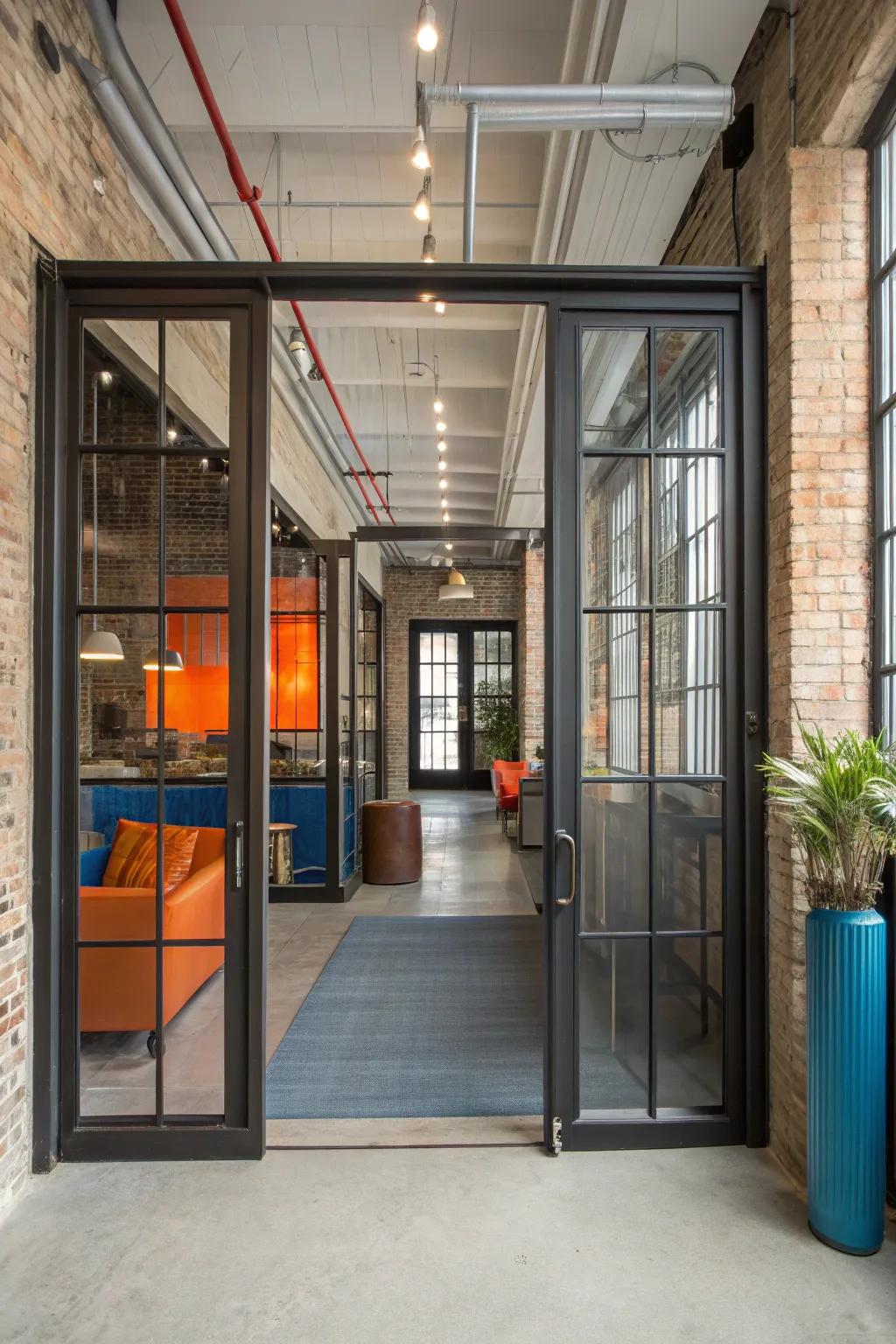 Achieve an urban edge with industrial-style sliding doors that define loft living.