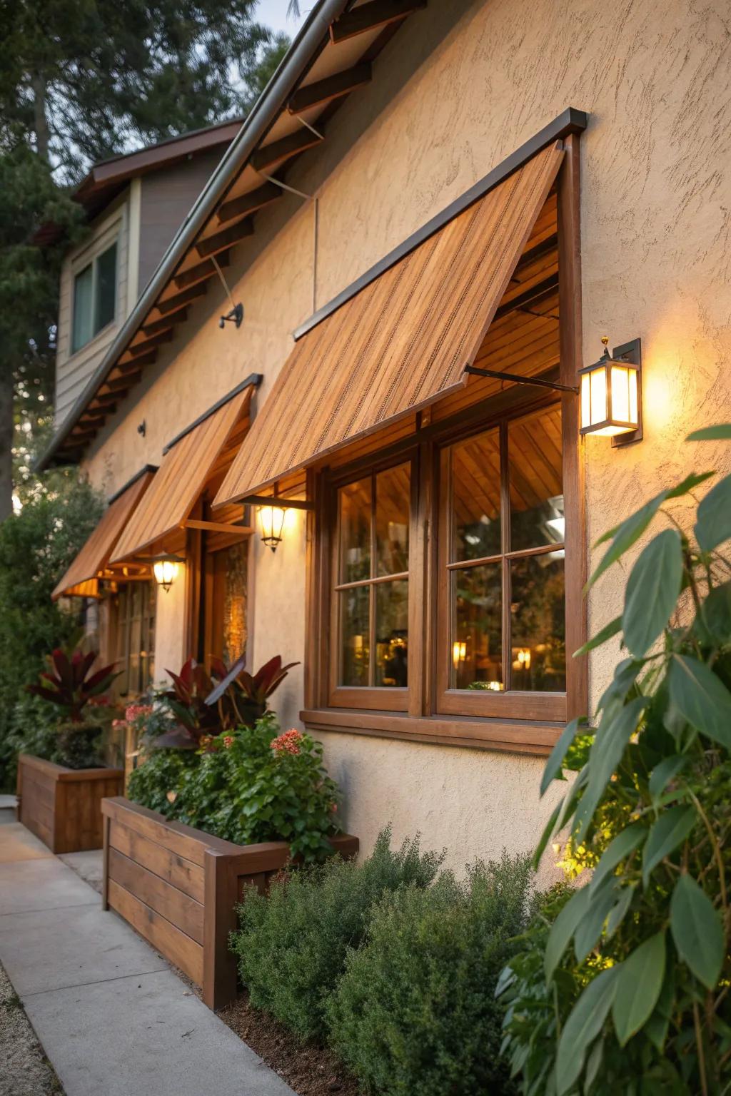 Embrace environmental harmony with locally sourced wood awnings. 🌿 #SustainableLiving #EcoDesign