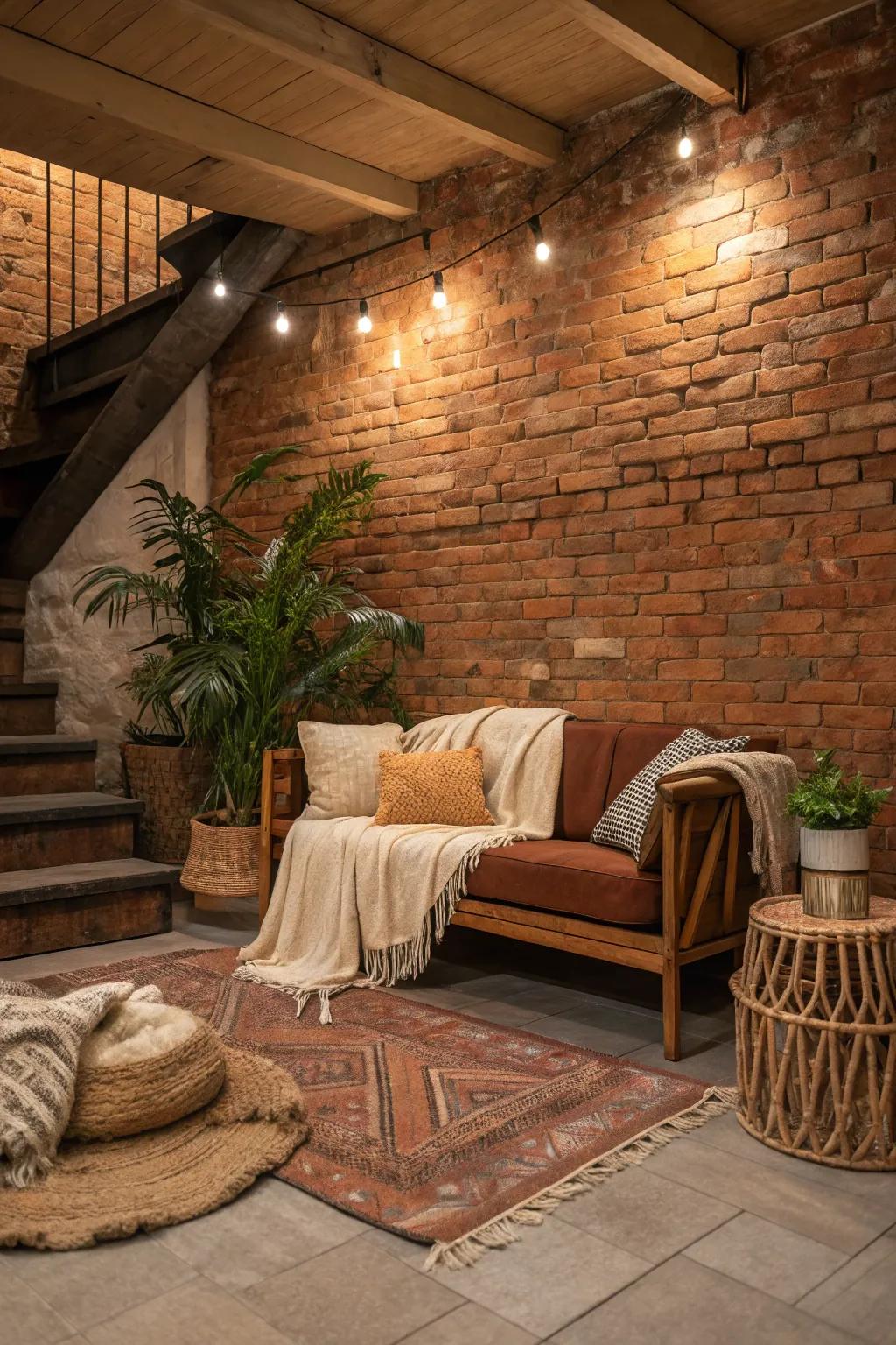 Embrace the raw beauty of exposed brick to create a space that's effortlessly stylish.