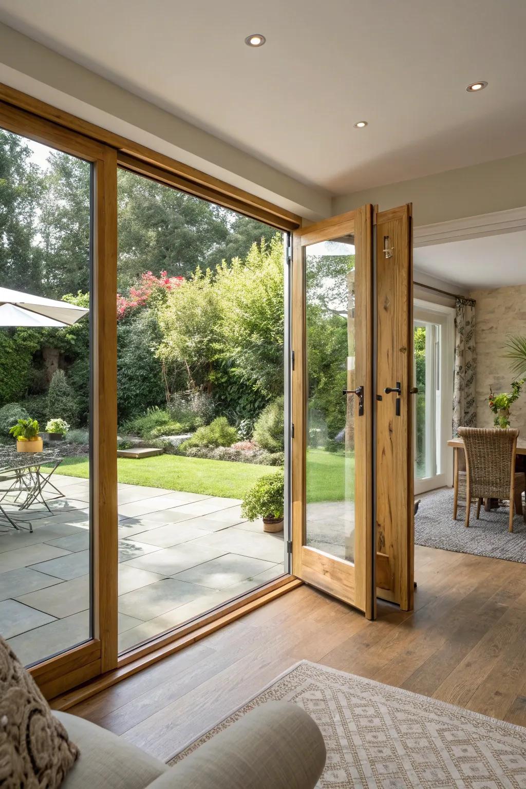 Bi-fold doors offer a sleek, modern way to connect indoor and outdoor spaces effortlessly.
