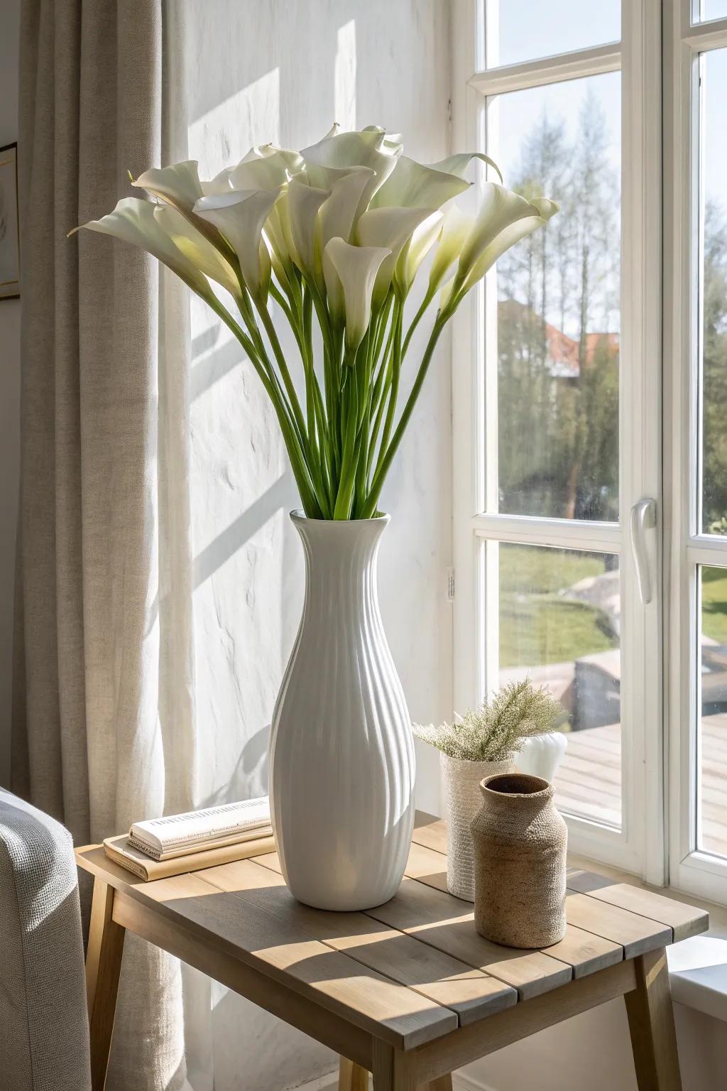 Calla lilies bring effortless sophistication to any minimalist space.