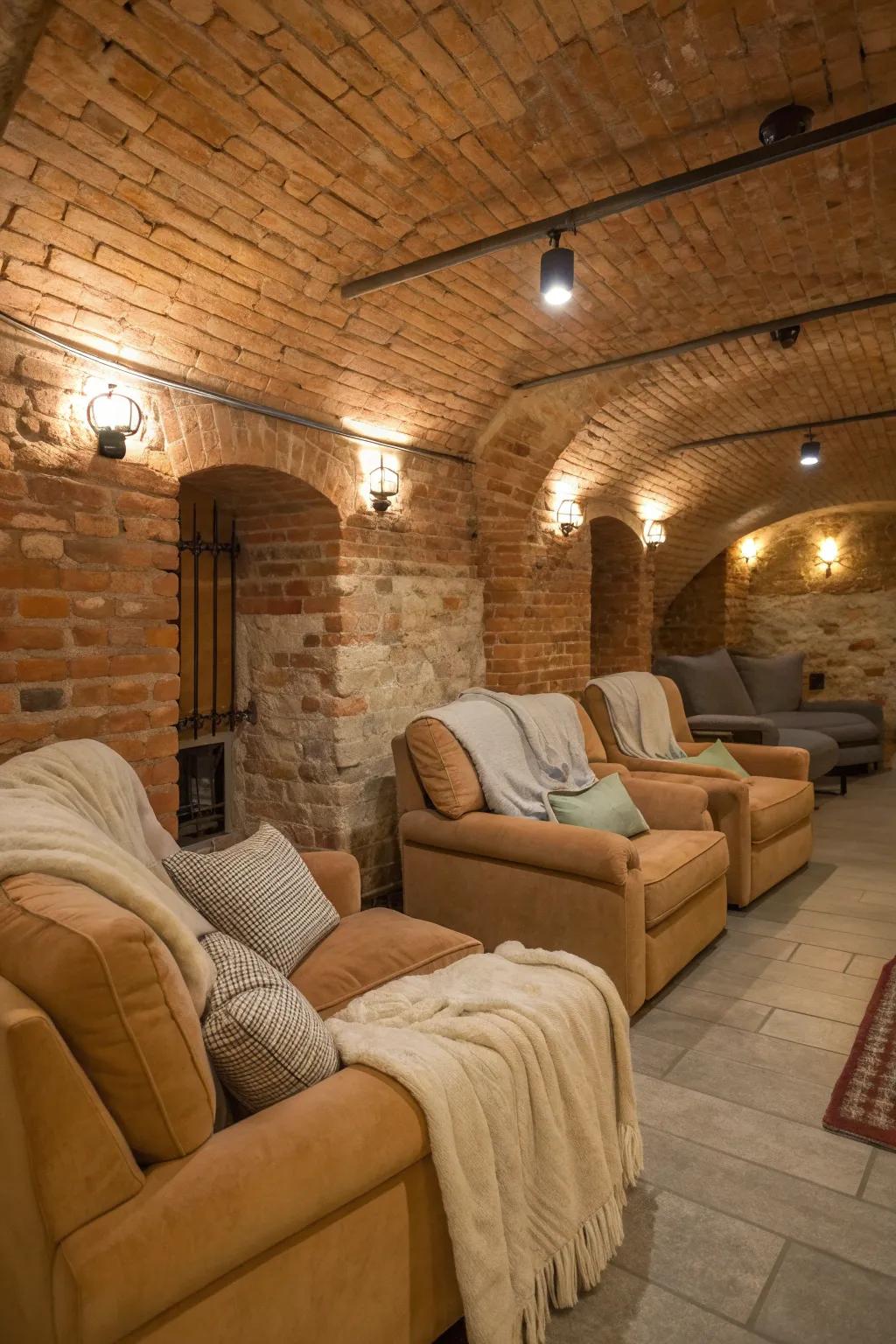 Create a cozy nook with plush seating against your brick backdrop. 🛋️ #CozyVibes #InteriorDesign