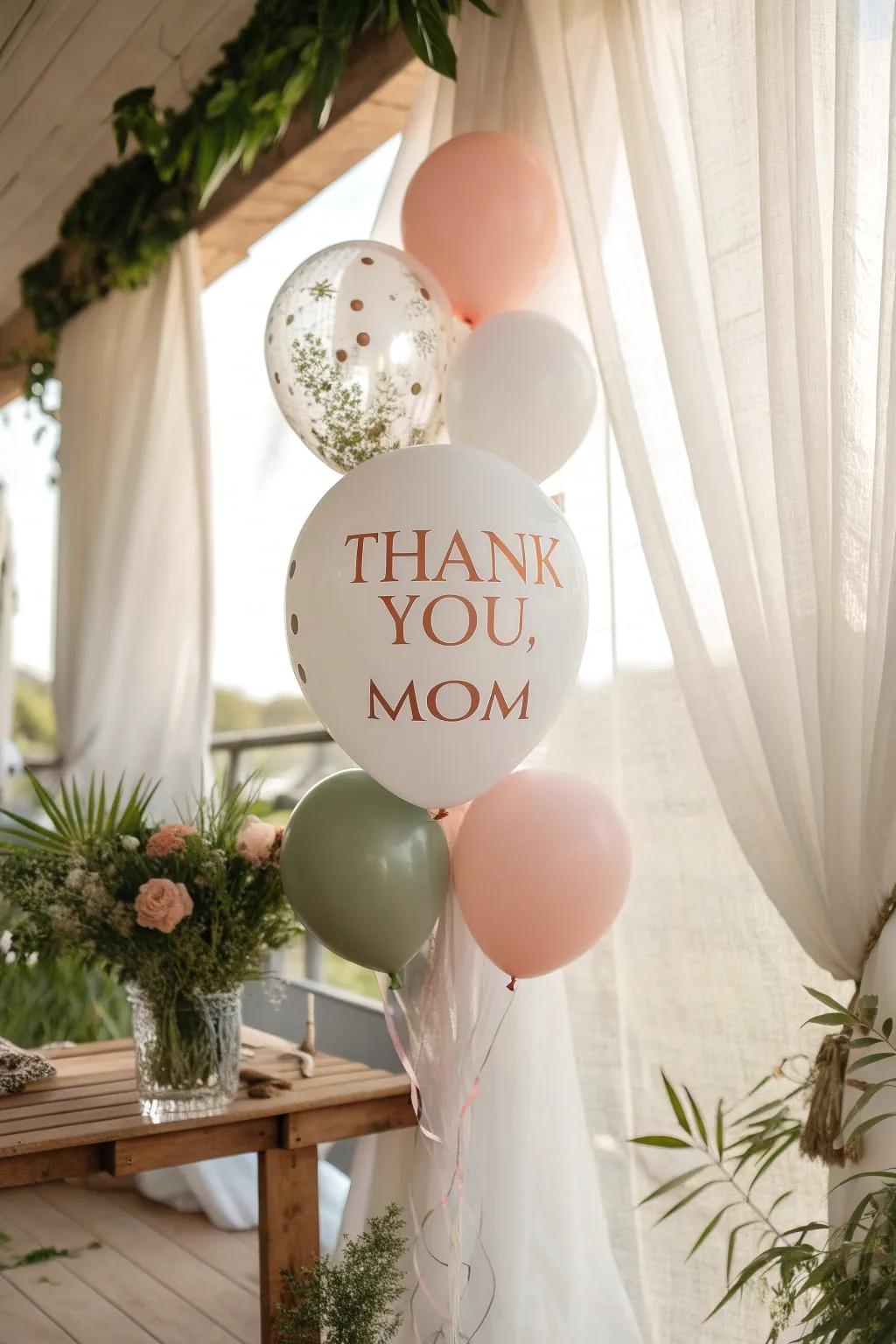🎈 Let your love fly high with personalized message balloons! #MothersDay #BalloonDecor #HeartfeltMessages