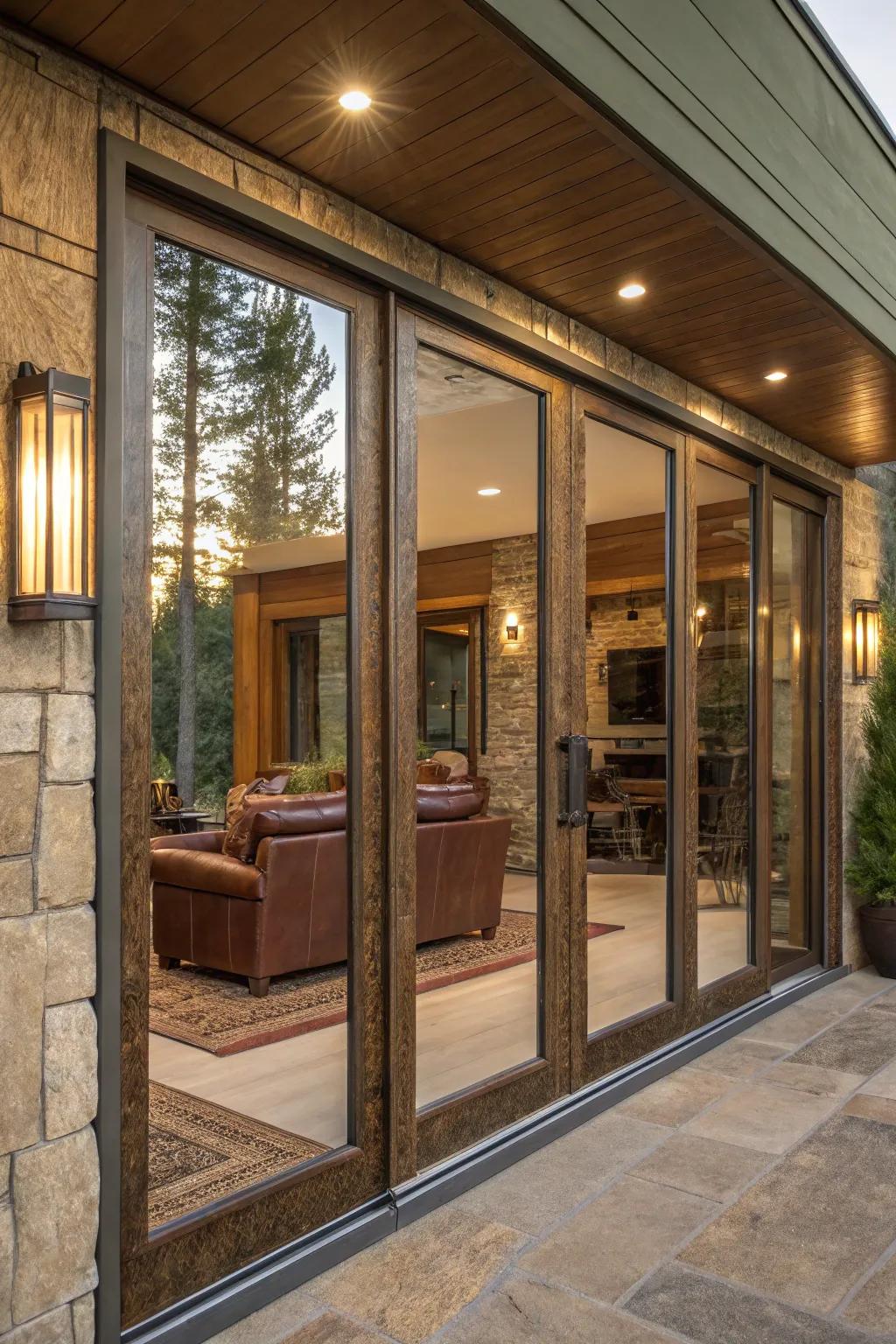 Multi-panel sliding doors provide versatility in design and function. 🌿 #HomeInspiration #LivingRoomGoals