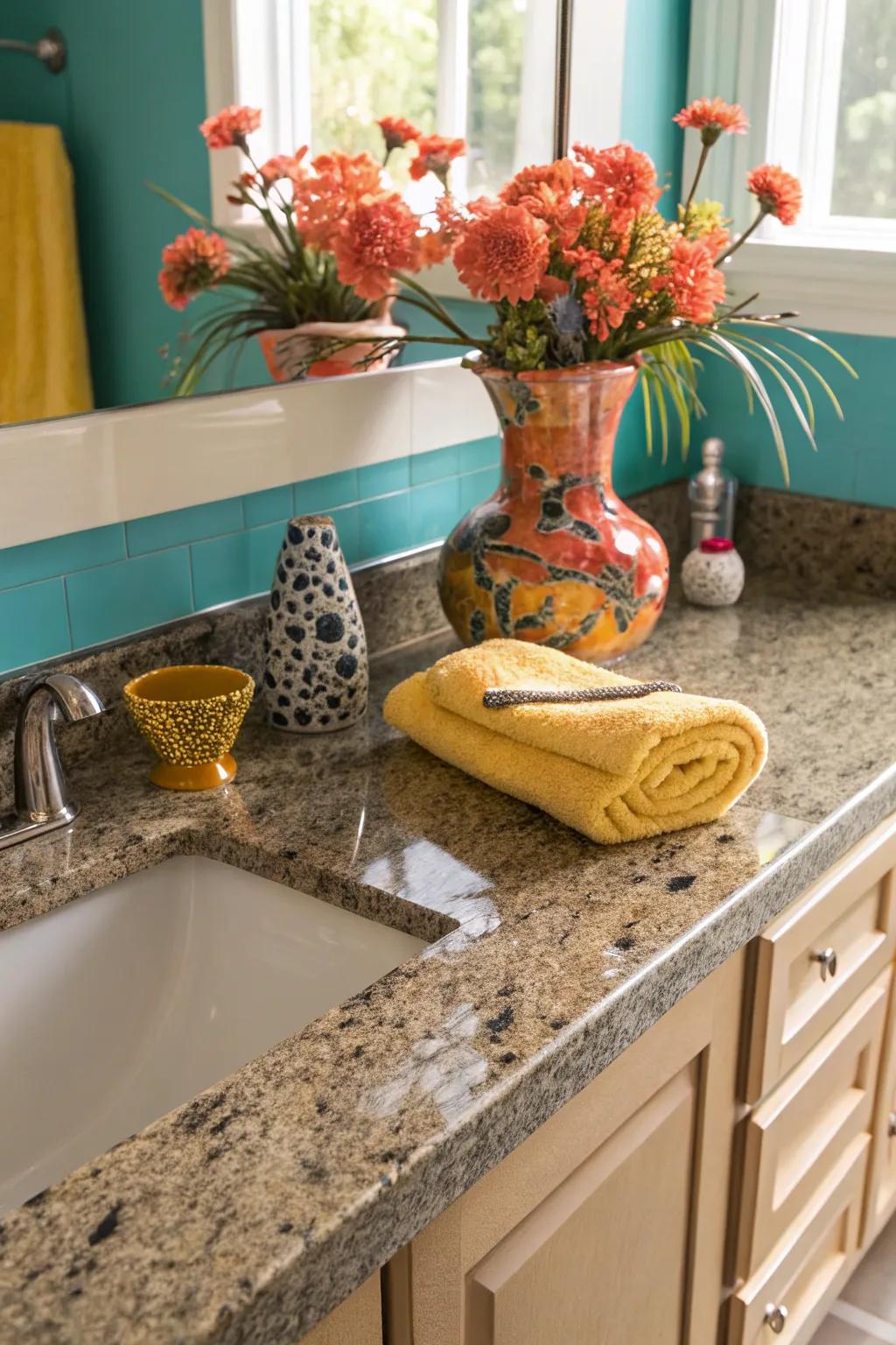 Experience the robust beauty of granite vanity tops, blending durability with elegance.
