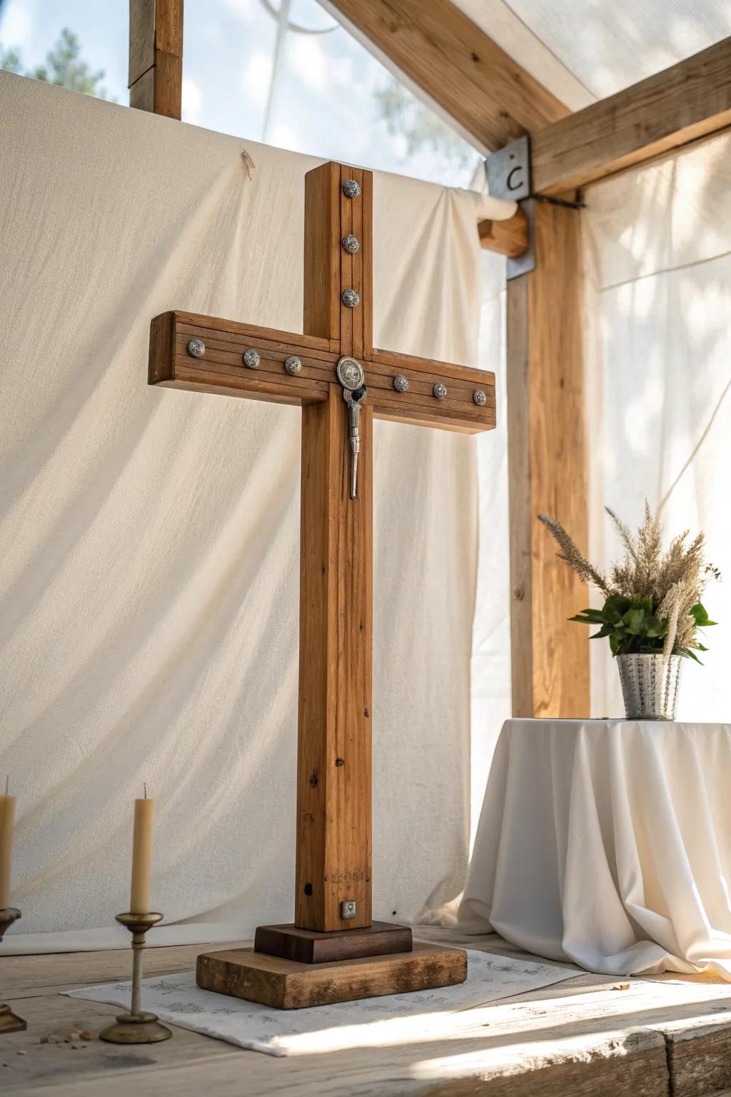 Mix materials for a cross that’s as unique as your style. #MixedMaterials #InteriorDesign