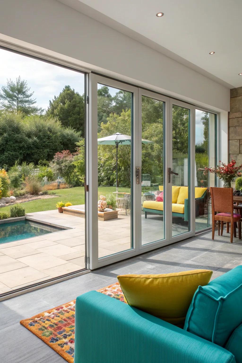 Create a grand entrance to your outdoor spaces with versatile multi-panel sliding doors. 🏡 #FlexibleDesign #OpenSpaces #EntertainInStyle