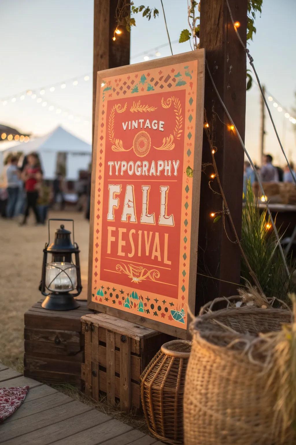 Add character to your space with a vintage fall festival poster that tells a story.