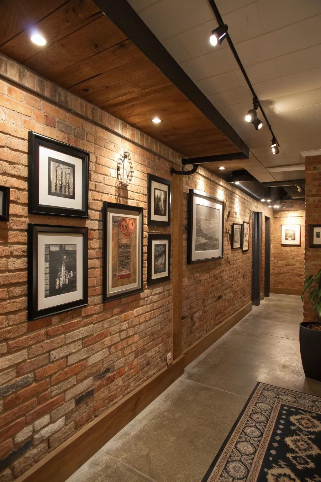 Make your art stand out with a textured brick backdrop. 🎨 #ArtisticHome #GalleryWall