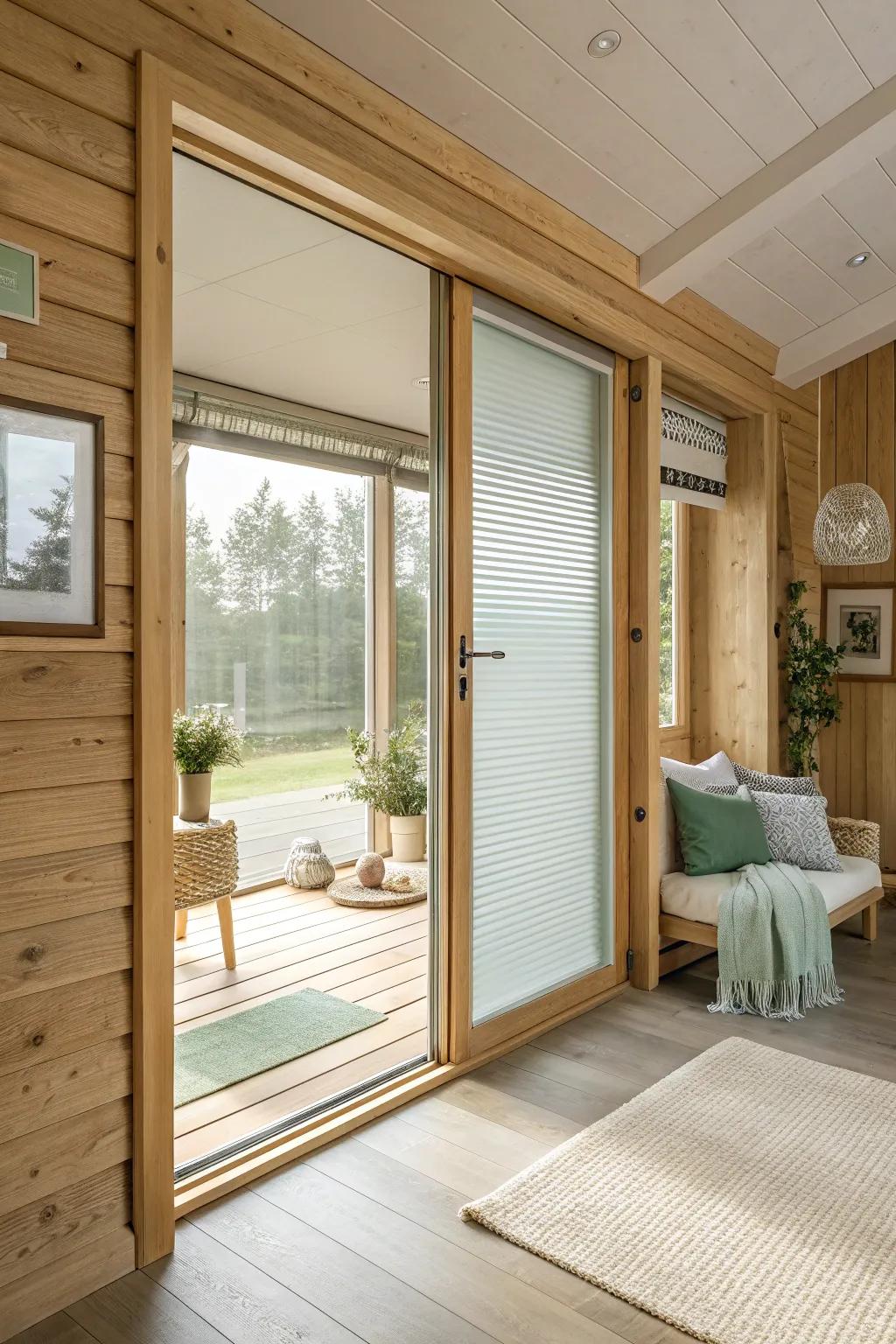 Enjoy privacy at the touch of a button with integrated blinds in your sliding glass doors. 🕶️ #PrivacyInStyle #SmartLiving #InnovativeDesign