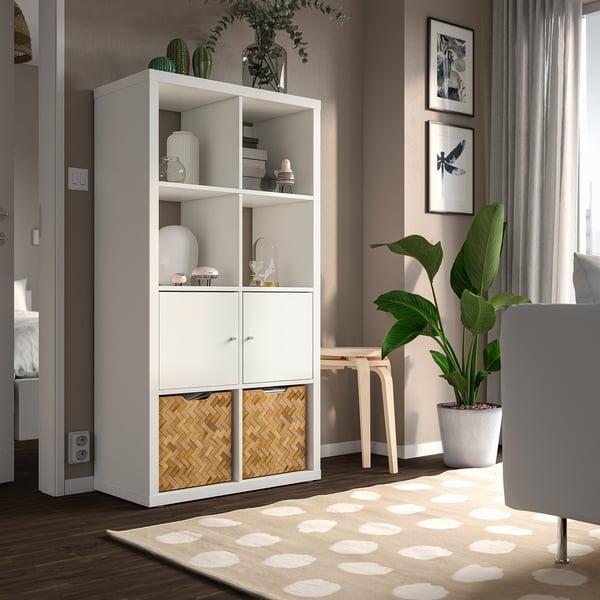 KALLAX shelf unit with doors, white, 301/8x575/8